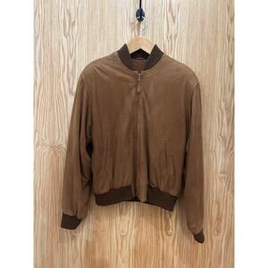 Vintage 1990s Golden Bear Brown Suede Bomber Men's Medium Excellent